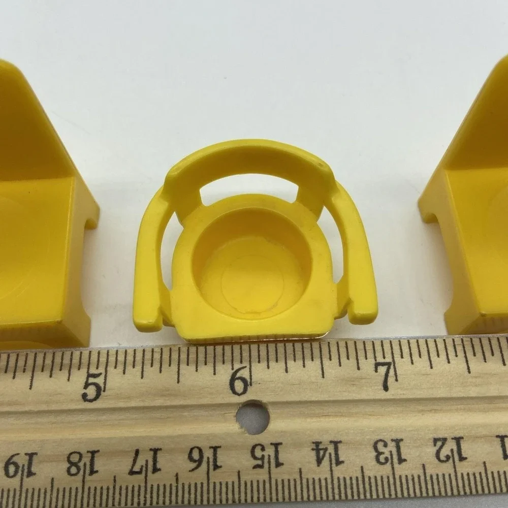 Vintage Fisher Price Little People Yellow Furniture Set Bed Chairs‎ 4pc Lot
